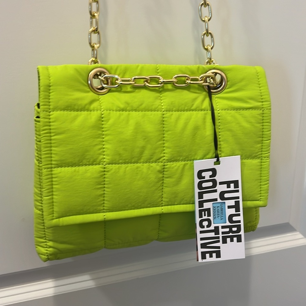 NWT! Future Collective Gabriella Karefa-Johnson lime green crossbody bag - Picture 4 of 8